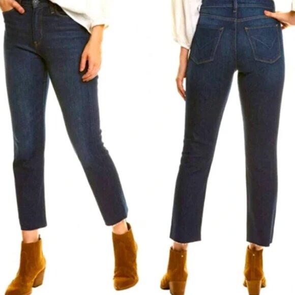Hudson Holly Straight Frayed Hem High Rise Crop Jeans Size 29 NWOT - Picture 1 of 13